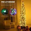 HOMCOM 9 ft Pre-Lit Pencil Christmas Tree, Artificial Christmas Tree with 310 Dual Color LED Lights and 895 Branch Tips
