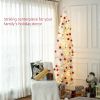 HOMCOM 8' Tall Pre-Lit Slim Noble Fir Artificial Christmas Tree with 300 Warm White LED Lights and 618 Tips, for Christmas Decoration, White