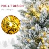 HOMCOM 7' Tall Pre-Lit Slim Noble Fir Artificial Christmas Tree with 210 Warm White LED Lights and 499 Tips, for Christmas Decoration, Green