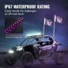 VEVOR 2 PCS 4 FT Whip Light, APP & RF Remote Control Led Whip Light, Waterproof RGB Chasing Lighted Whips with 4 Flags, for UTVs, ATVs, Motorcycles