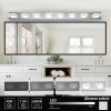 Contemporary 8-Light LED Vanity Light - 52.2-Inch Chrome Fixture with Acrylic Shade, Adjustable Brightness