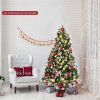 Pre-lit Snow Flocked Christmas Tree with Red Berries and LED Lights