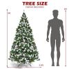 Pre-lit Snow Flocked Christmas Tree with Red Berries and LED Lights