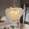 27.5-Inch Gold Pendant Light Chandelier with Threaded Clear Glass Globe Shade