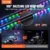 VEVOR 2 PCS 3 FT Whip Light, APP & RF Remote Control Led Whip Light, Waterproof RGB Chasing Lighted Whips with 4 Flags, for UTVs, ATVs, Motorcycles