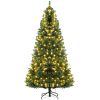 HOMCOM 7.5' Tall Prelit Christmas Tree Douglas Fir Artificial Christmas Tree with Realistic Branches, 500 Warm White LED Lights and 1346 Tips, Green