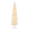HOMCOM 8' Tall Pre-Lit Slim Noble Fir Artificial Christmas Tree with 300 Warm White LED Lights and 618 Tips, for Christmas Decoration, White