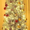 HOMCOM 6 ft Pre-Lit Pencil Christmas Tree, Artificial Christmas Tree with 170 Dual Color LED Lights and 429 Branch Tips