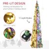 HOMCOM 7ft Tall Prelit Pencil Artificial Christmas Tree Holiday D√©cor with 534 Snow Flocked Branches, 350 Warm White or Colorful LED Lights