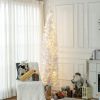 HOMCOM 8' Tall Pre-Lit Slim Noble Fir Artificial Christmas Tree with 300 Warm White LED Lights and 618 Tips, for Christmas Decoration, White