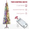 HOMCOM 7.5 ft Pre-Lit Pencil Christmas Tree, Artificial Christmas Tree with 220 Dual Color LED Lights and 519 Branch Tips
