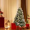 Pre-lit Snow Flocked Christmas Tree with Red Berries and LED Lights