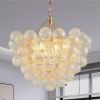 27.5-Inch Gold Pendant Light Chandelier with Threaded Clear Glass Globe Shade
