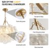 27.5-Inch Gold Pendant Light Chandelier with Threaded Clear Glass Globe Shade