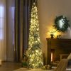 HOMCOM 7ft Tall Prelit Pencil Artificial Christmas Tree Holiday D√©cor with 534 Snow Flocked Branches, 350 Warm White or Colorful LED Lights