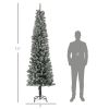 HOMCOM 7.5 ft Pre-Lit Pencil Christmas Tree, Artificial Christmas Tree with 220 Dual Color LED Lights and 519 Branch Tips