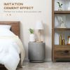Round Side Table, Lightweight Accent Table with Concrete Finish, Nightstand with 4 Adjustable Feet for Indoor, Outdoor, Light Grey