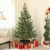 HOMCOM 6ft Artificial Prelit Christmas Tree, Sparse Realistic Cedar Tree with Dual Color LED Lights and 1933 Tips, Easy Assembly