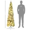 HOMCOM 6ft Tall Prelit Pencil Artificial Christmas Tree Holiday D√©cor with 407 Snow Flocked Branches, 250 Warm White or Colorful LED Lights