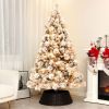 HOMCOM 6.5 ft Pre-Lit Artificial Christmas Tree with 350 Clear Lights and 1107 Tips, Snow Flocked Christmas Tree with Metal Stand