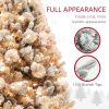 HOMCOM 6.5 ft Pre-Lit Artificial Christmas Tree with 350 Clear Lights and 1107 Tips, Snow Flocked Christmas Tree with Metal Stand
