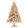 HOMCOM 6.5 ft Pre-Lit Artificial Christmas Tree with 350 Clear Lights and 1107 Tips, Snow Flocked Christmas Tree with Metal Stand