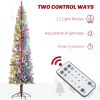 HOMCOM 9 ft Pre-Lit Pencil Christmas Tree, Artificial Christmas Tree with 310 Dual Color LED Lights and 895 Branch Tips