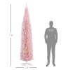 HOMCOM 8' Tall Pre-Lit Slim Noble Fir Artificial Christmas Tree with 300 Warm White LED Lights and 618 Tips, for Christmas Decoration, Pink
