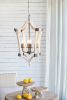 4 - Light Wood Chandelier, Hanging Light Fixture with Adjustable Chain