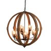 9- Light Globe Wood Chandelier Hanging Light Fixture with Adjustable Chain