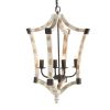 4 - Light Wood Chandelier, Hanging Light Fixture with Adjustable Chain