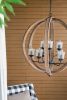 9- Light Globe Wood Chandelier Hanging Light Fixture with Adjustable Chain