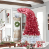 6FT Hinged Fir Artificial Fir Bent Top Christmas Tree, Xmas Tree Bendable Santa Hat Style Christmas Tree Holiday Decoration,1250 Branch Tips