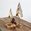 Set of Two Galvanized Tree Tealight Holders