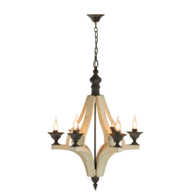 6 - Light Wood Chandelier With Adjustable Chain For Kitchen, Dining Hall Entrance, Bulb Not Included (Option: Macaron)