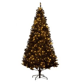 Prelit Christmas Tree Douglas Fir Artificial Christmas Tree with Realistic Branches, Warm White LED Lights (Material: Plastic, Color: Black)
