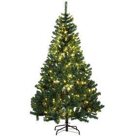 6' Tall Prelit Christmas Tree Douglas Fir Artificial Christmas Tree with Realistic Branches, 250 Warm White LED Lights and 1000 Tips (Material: Plastic, Color: Green)