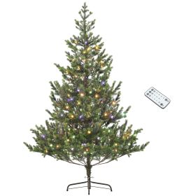 Artificial Prelit Christmas Tree, Sparse Realistic Cedar Tree with Dual Color LED Lights and Tips, Easy Assembly (Color: Green, size: 6ft)