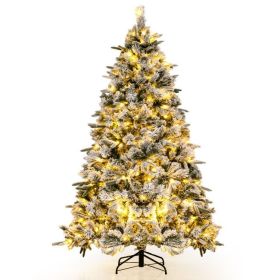 Flocked Christmas Tree with 250 Warm White LED Lights and 752 Mixed Branch Tips (size: 6 ft)