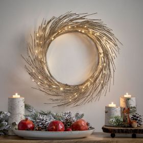 24" PAPER Wreath WITH LED LIGHTS (Material: Polyester, Color: Champagne)