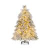 4.5/6/7 Feet Pre-Lit Snow Flocked Christmas Tree with Warm White LED Lights