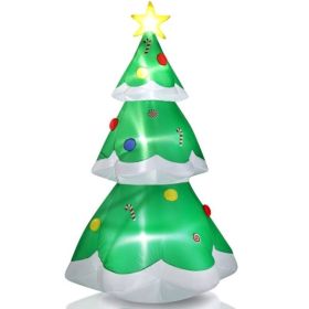 Inflatable Christmas Tree with LED Lights for Holiday Decor (Color: Green & White, Type: Holiday Supplies)