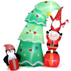 Inflatable Christmas Tree with LED Lights for Holiday Decor (Color: Green & Red, Type: Holiday Supplies)
