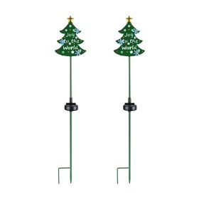 Christmas Tree Solar Stake Light for Outdoor (Color: As pic show, Type: Style B)