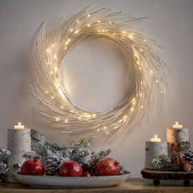 24" LED Lighted Paper Wreath with Timer for Valentine's Day D√©cor, Warm Lights, Battery Operated (Color: Warm White Lights)