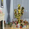5/6/7 Feet Artificial Cactus PVC Christmas Tree with LED Lights and Ball Ornaments