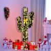 5/6/7 Feet Artificial Cactus PVC Christmas Tree with LED Lights and Ball Ornaments