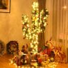 5/6/7 Feet Artificial Cactus PVC Christmas Tree with LED Lights and Ball Ornaments