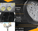 27W-led spotlight round working light focus flood laser high-beam tractor DeChi DT-2 (2pin) harvester universal Hummer, engineering vehicle Wrangler