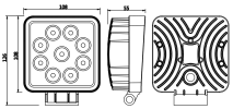 27W-led spotlight round working light focus flood laser high-beam tractor DeChi DT-2 (2pin) harvester universal Hummer, engineering vehicle Wrangler